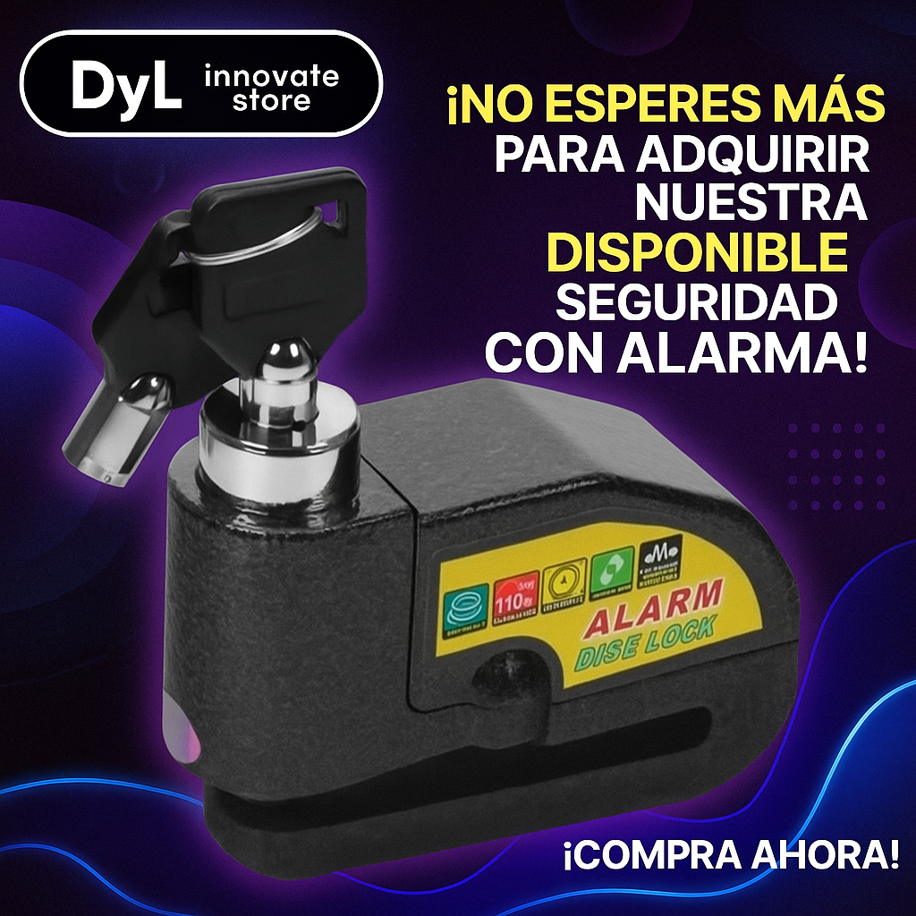 Candado Para Moto Freno De Disco + Alarma Bloqueo Antirrobo