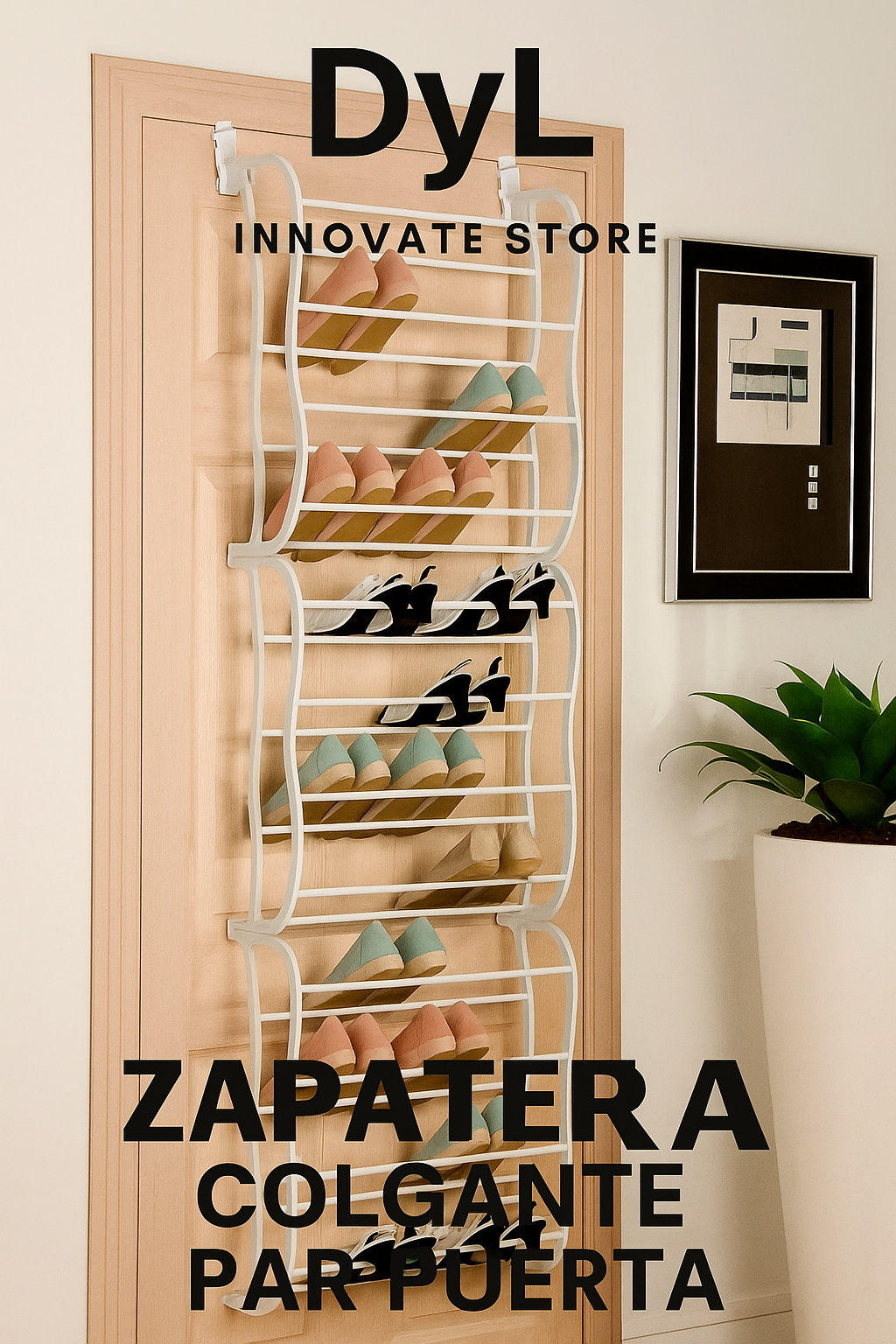 Organizador De Zapatos Zapatero Colgante Para Puerta 36 Par Color Blanco