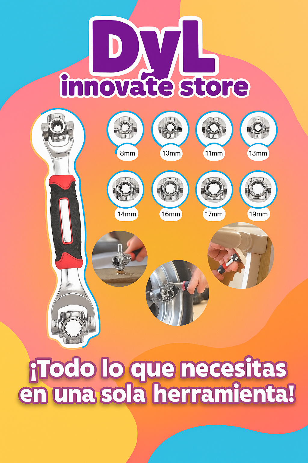Llave inglesa multiusos 48 accesorios herramienta universal FK23D-29