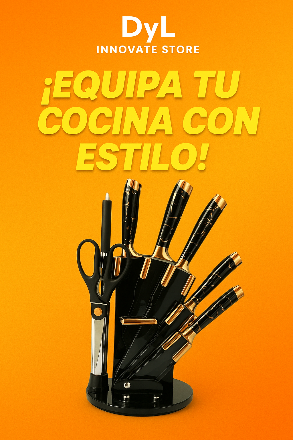 Juego De Cuchillos De Cocina 9 Pcs Antiadherentes Afilados