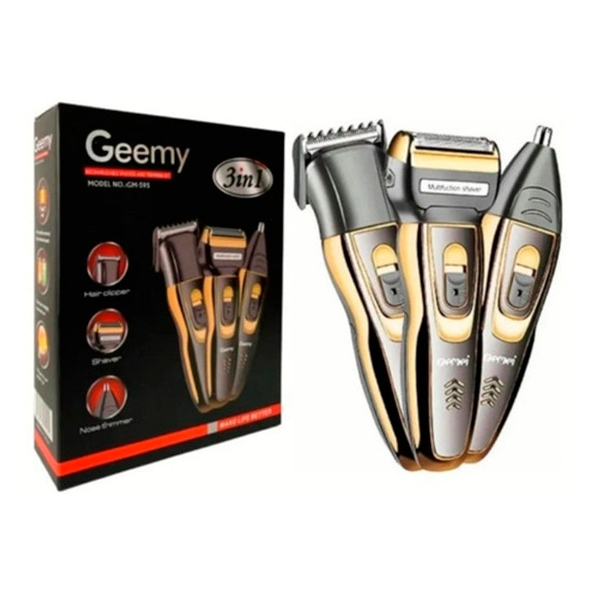 Máquina afeitadora y cortadora de pelo Geemy GM-595 negra y dorada