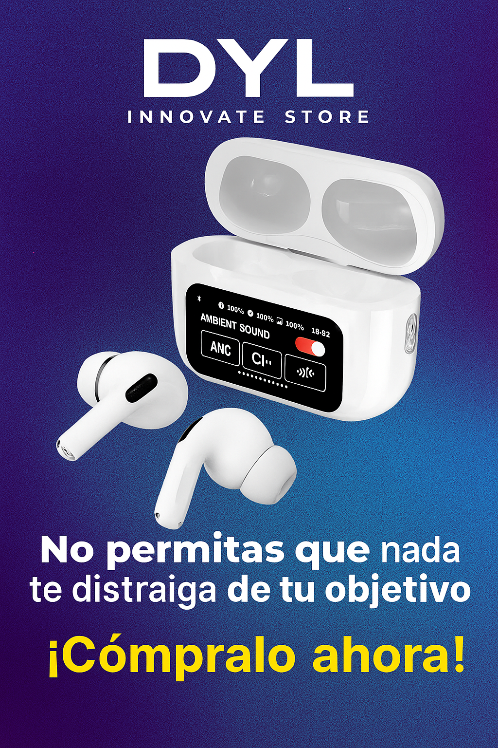 Audífono Anc/enc Segunda Generación Con Pantalla Blanco