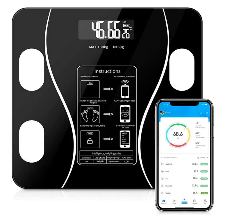 Bascula Pesa Vidrio 180kg Inteligente Con Bluetooth Digital Ahorrar 42%