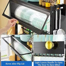 Organizador Y Escurridor Platos Loza Con Tapa Color Negro Ahorrar 18%
