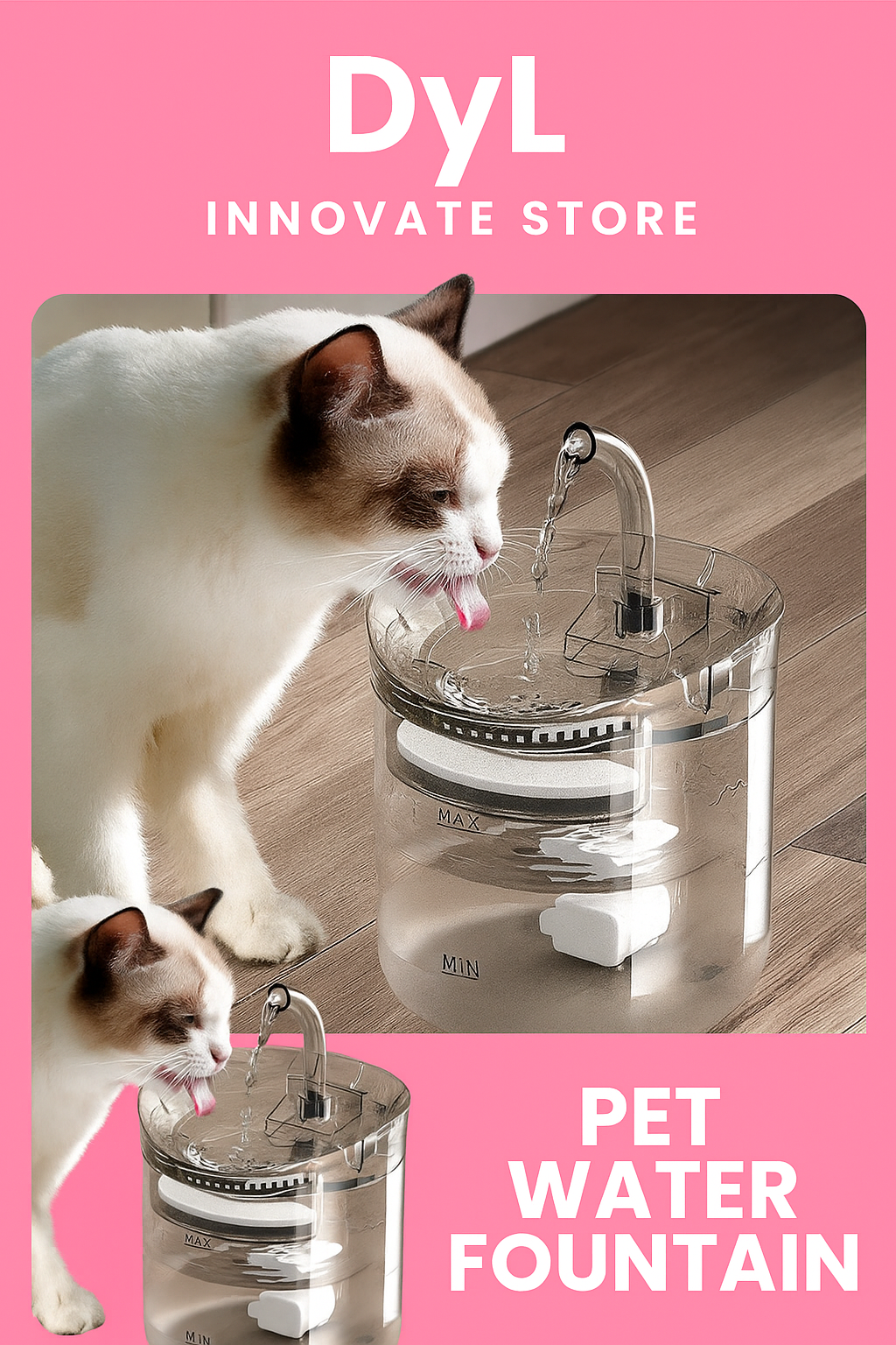Fuente De Agua Para Mascotas Gatos Silencioso Automatico vidrio Ahorrar 50%