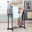 Tendedero Perchero Plegable De Piso Acero Inoxidable Ruedas Color Negro Ahorrar 20%