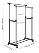 Tendedero Perchero Plegable De Piso Acero Inoxidable Ruedas Color Negro Ahorrar 20%