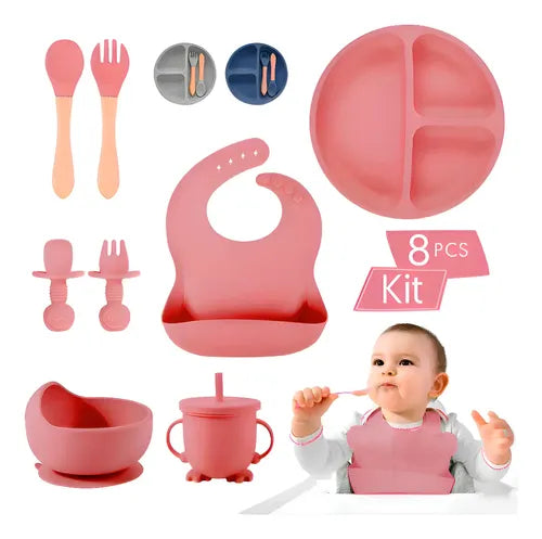 👶 Set de Alimentación para Bebé en Silicona – Seguro, Práctico y Antideslizante