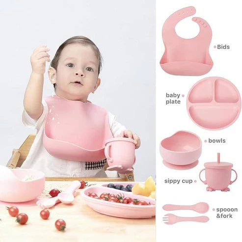 👶 Set de Alimentación para Bebé en Silicona – Seguro, Práctico y Antideslizante