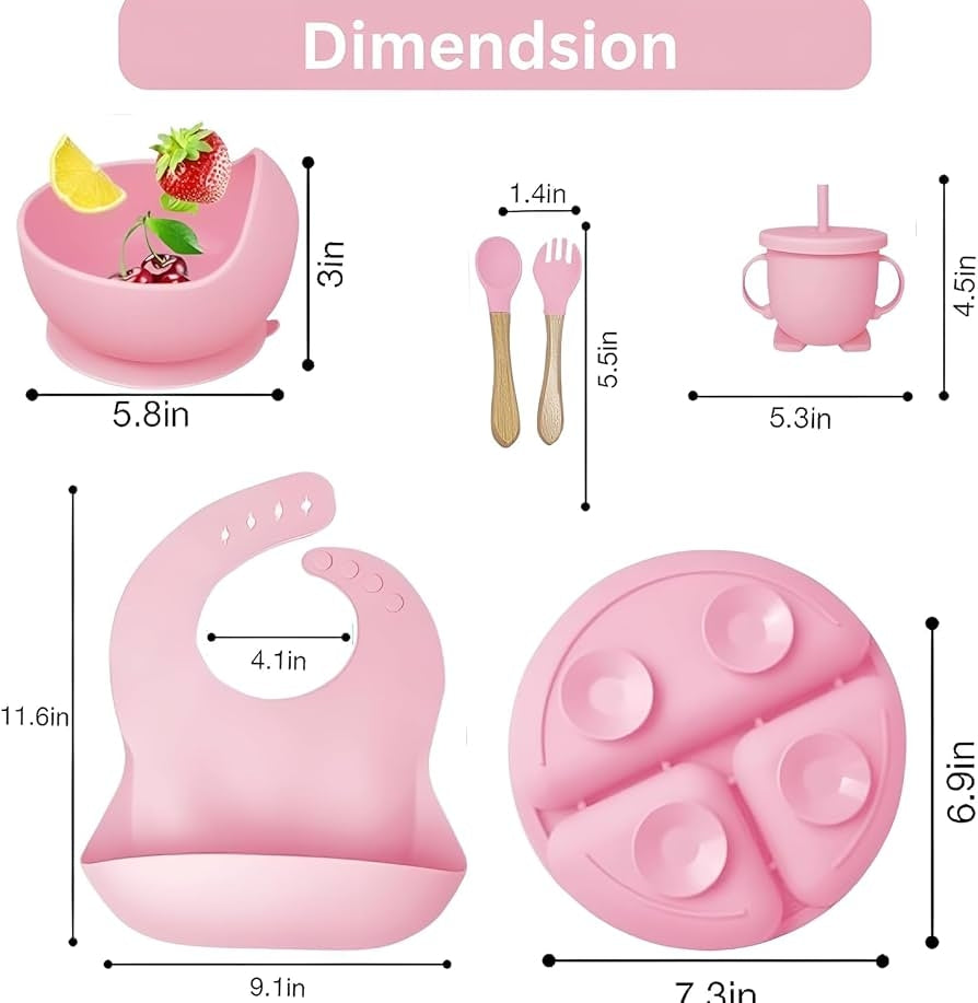 👶 Set de Alimentación para Bebé en Silicona – Seguro, Práctico y Antideslizante