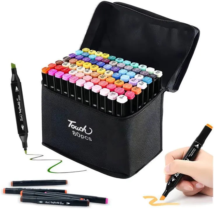 🎨 Set de Marcadores Profesionales Doble Punta – 80 Colores