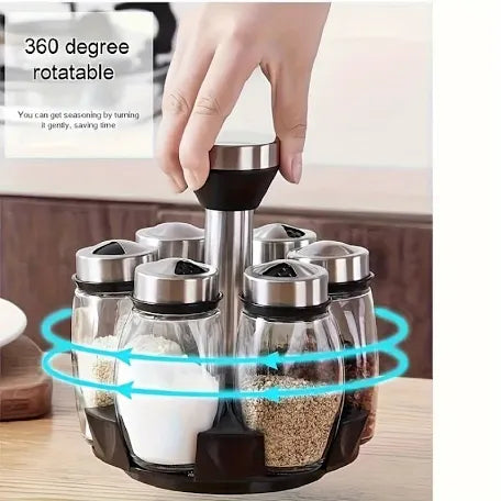 Set de condimenteros en vidrio X7 piezas - orden en tu cocina