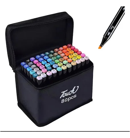 Set de marcadores de 80 colores doble punta - diseña sin limites