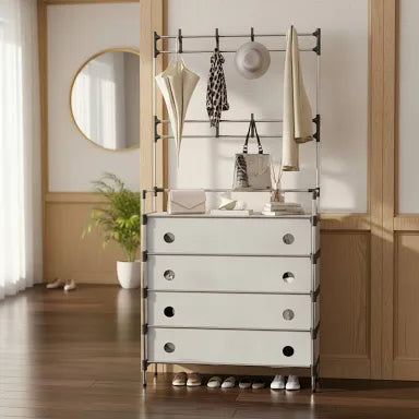 Organizador zapatero de lujo con perchero + tapas y 5 niveles