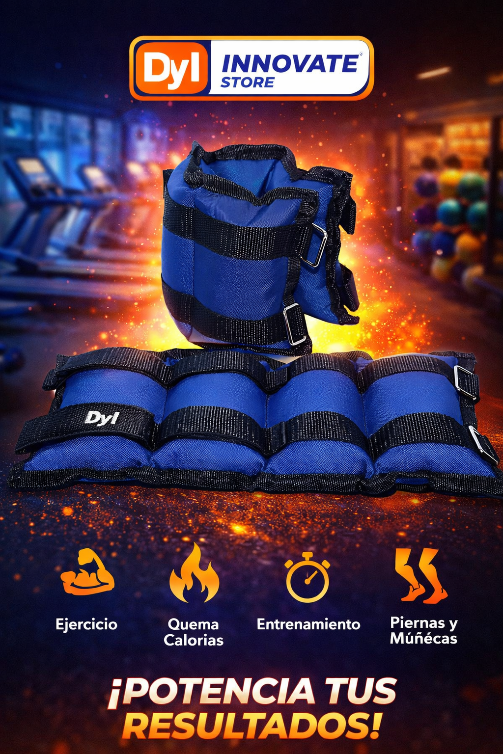 🔵 Pesas Ajustables para Tobillos y Muñecas 4KG – Entrena Más, Quema Más