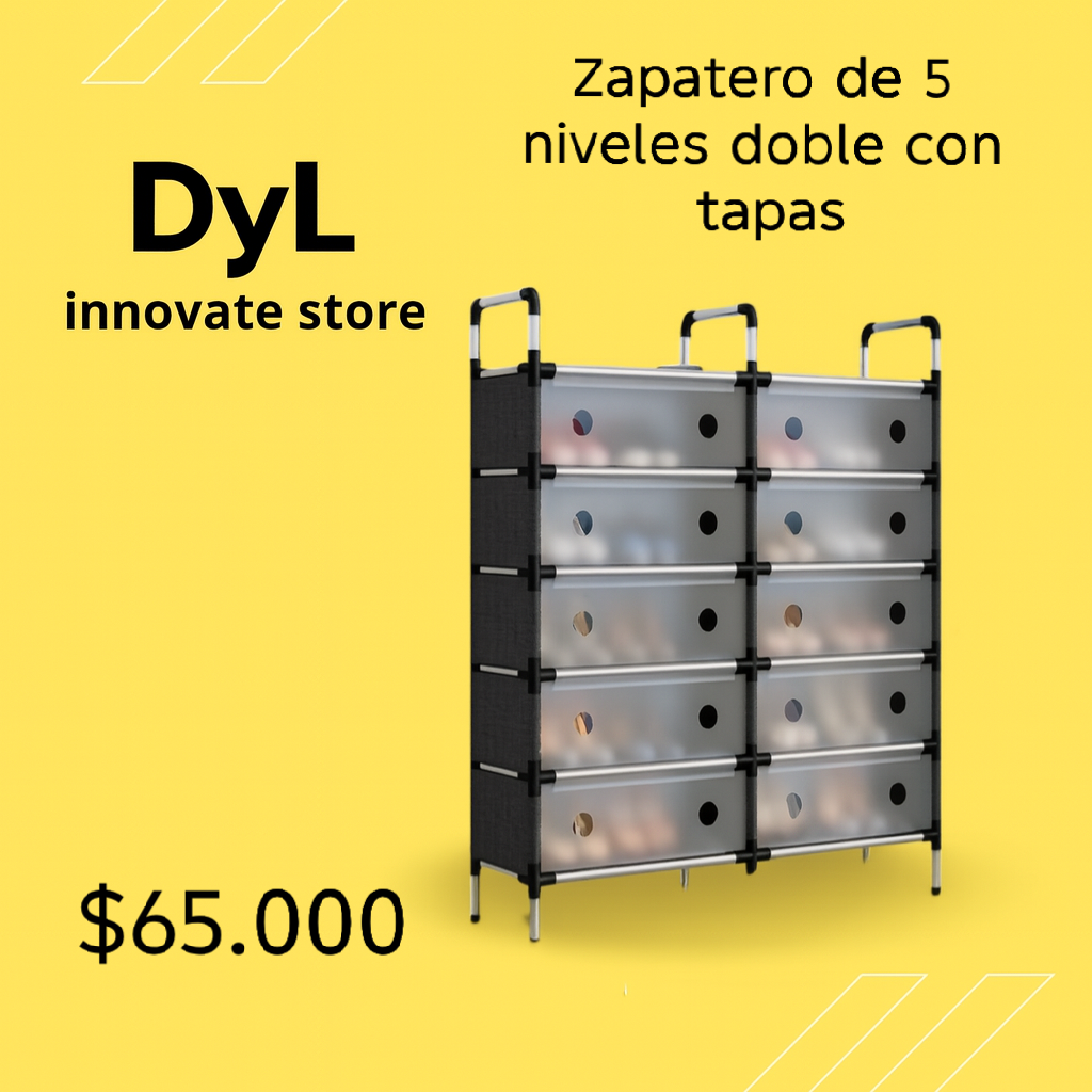 Organizador de zapatos doble con tapas.