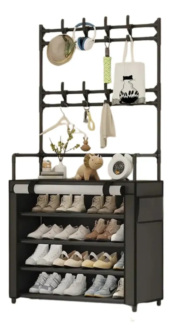 Organizador zapatero con perchero y forro de tela