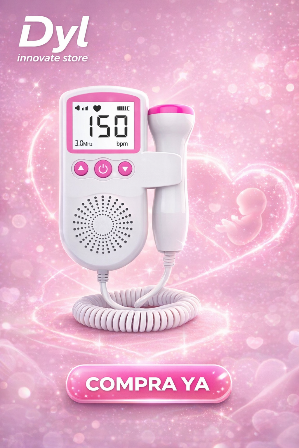 💗 Doppler Fetal Portátil – Escucha el Corazón de tu Bebé