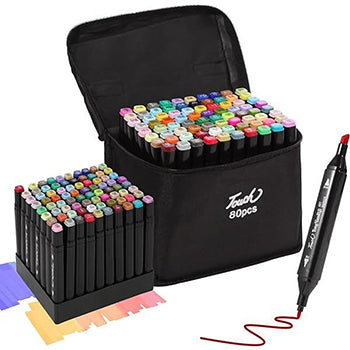Set de marcadores de 80 colores doble punta - diseña sin limites