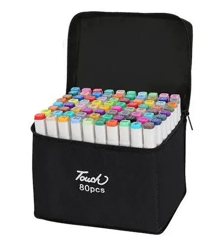 Set de marcadores de 80 colores doble punta - diseña sin limites