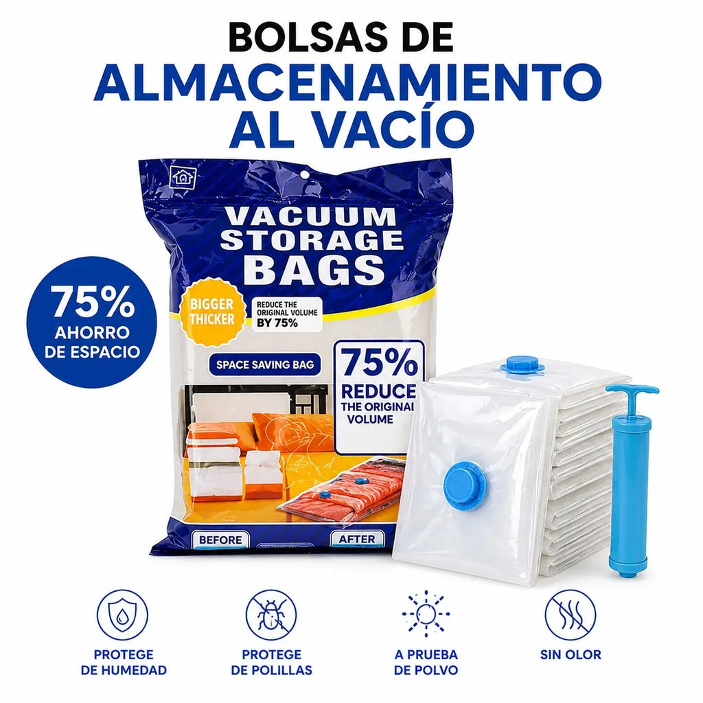 🧺 Bolsas de Almacenamiento al Vacío – Ahorra Espacio y Protege tu Ropa