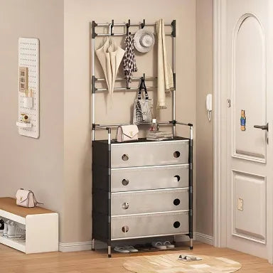 Organizador zapatero de lujo con perchero + tapas y 5 niveles