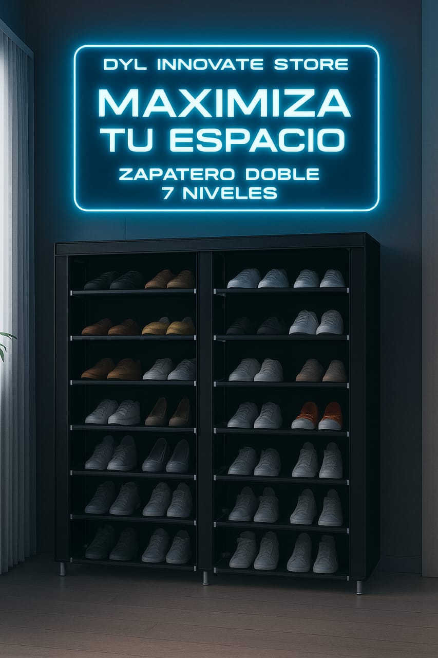 Zapatero de 7 niveles doble con tela hasta 28 pares