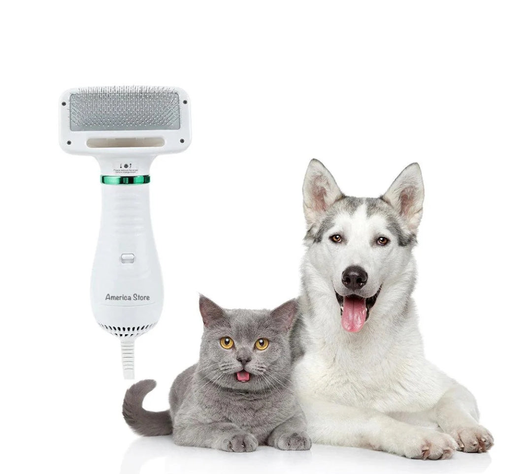 🐾 Cepillo Eléctrico 3 en 1 para Mascotas – Secado, Vapor y Deslanado