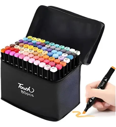 Set de marcadores de 80 colores doble punta - diseña sin limites
