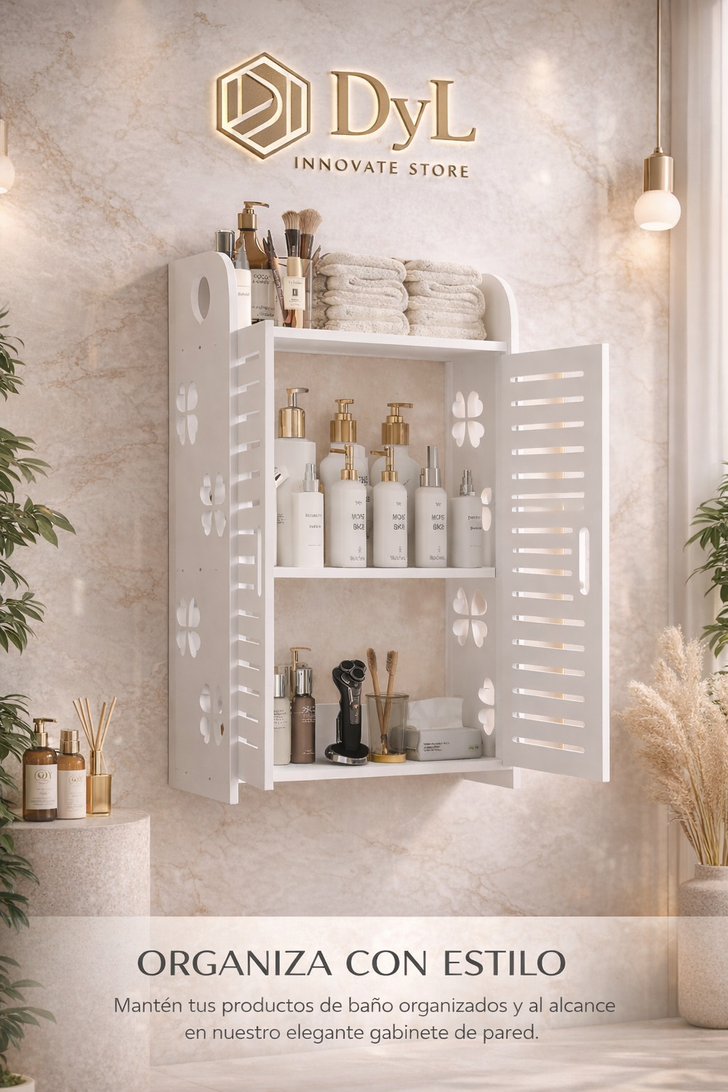 🛁 Estante Flotante para Baño con Puertas – Organización y Estilo en un Solo Producto
