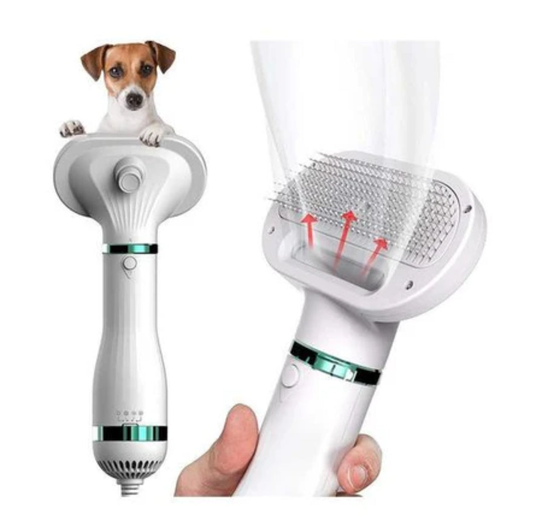 🐾 Cepillo Eléctrico 3 en 1 para Mascotas – Secado, Vapor y Deslanado