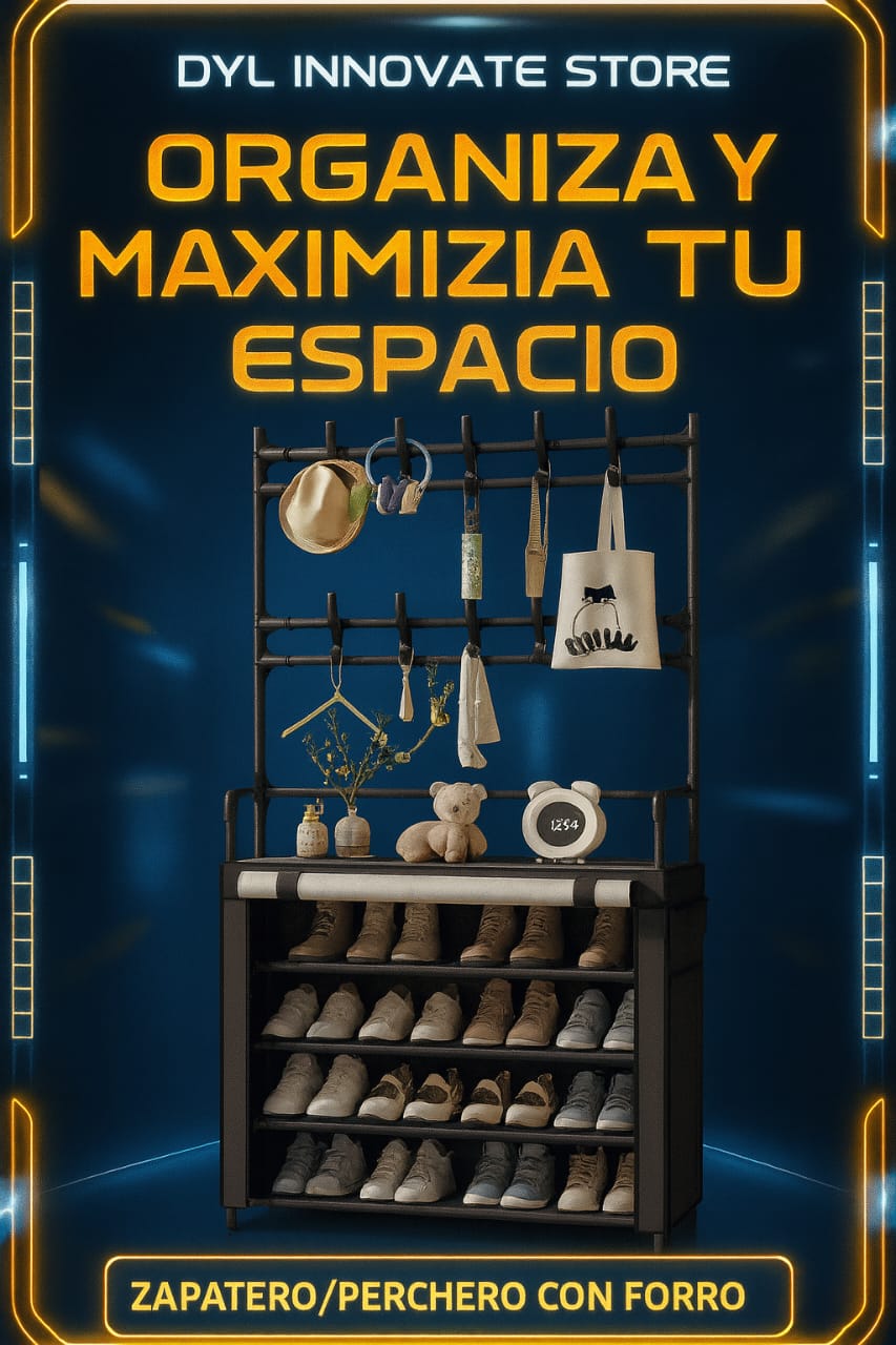 Organizador zapatero con perchero y forro de tela