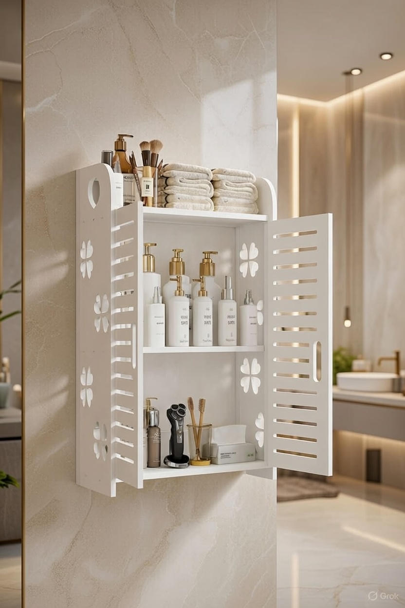 🛁 Estante Flotante para Baño con Puertas – Organización y Estilo en un Solo Producto