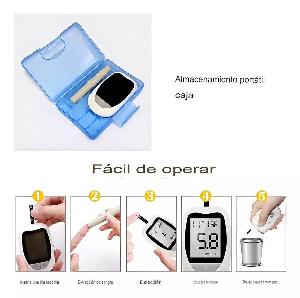 Glucometro medidor con tiras reactivas - mantén tu salud monitoreada