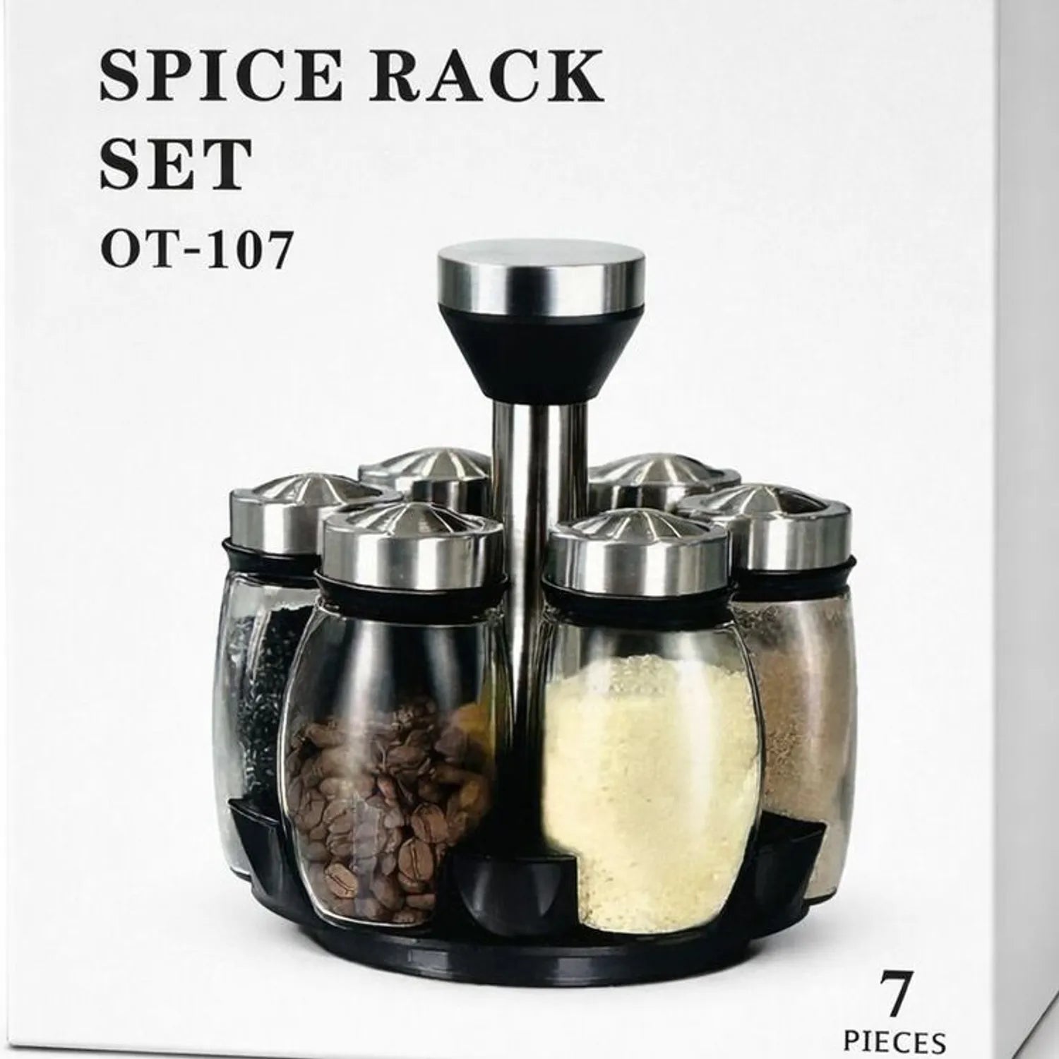 Set de condimenteros en vidrio X7 piezas - orden en tu cocina