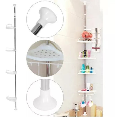 Organizador esquinero para baño con 4 repisas ajustable de 2 a 2.40 mts