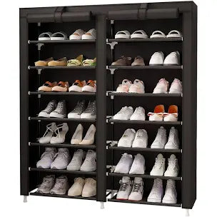 Zapatero de 7 niveles doble con tela hasta 28 pares