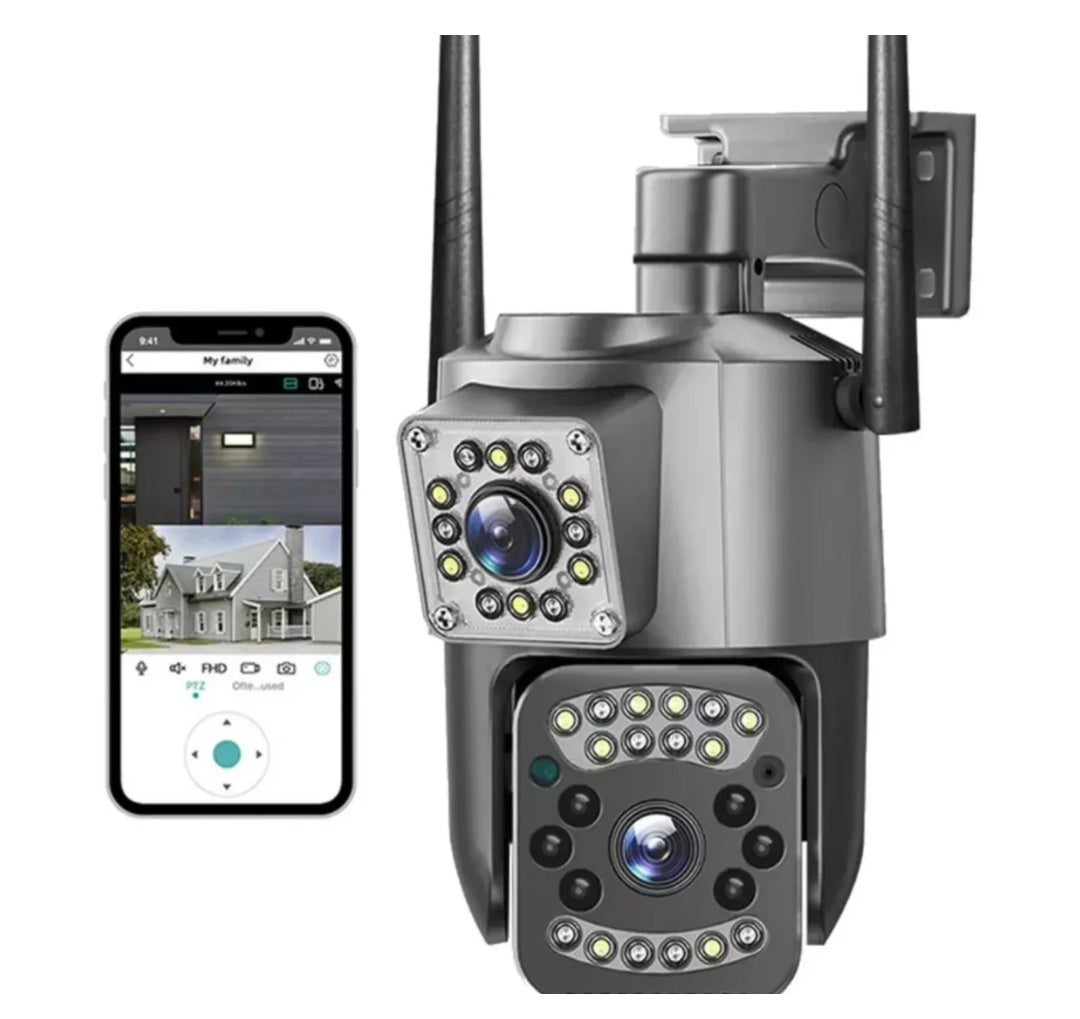 Camara de Seguridad wifi PTZ doble lente 360° 📸📹 precisa y confiable