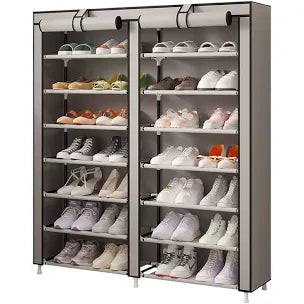 Zapatero de 7 niveles doble con tela hasta 28 pares