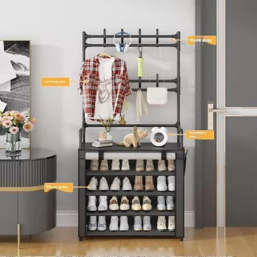 Organizador zapatero con perchero y forro de tela