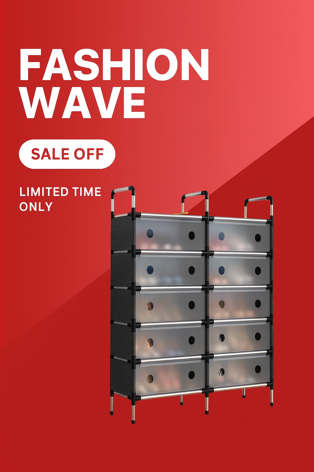 Organizador de zapatos doble con tapas.