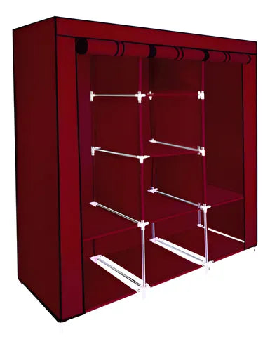 Closet Armario Doble Desarmable Con Forro 3 Espacios Color VinoTinto