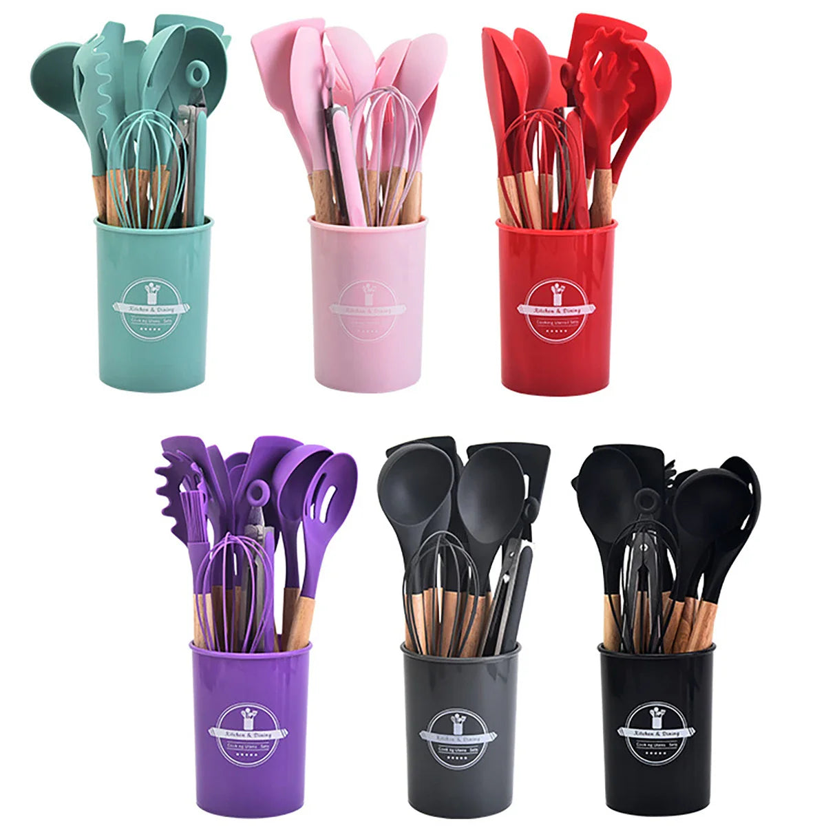 Set 12 Utensilios De Cocina Silicona Resistente Calor Juego Ahorrar 39%